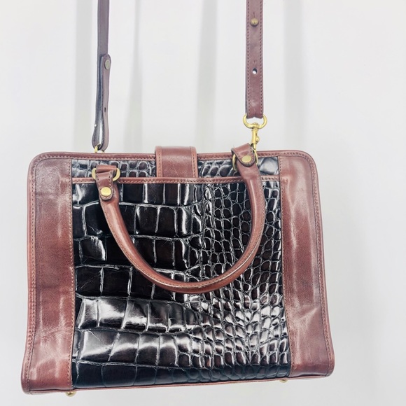 ✨Brahmin Brown Croc Effect Leather Bag with Dustbag Excellent Gorgeous Old Money - Picture 10 of 16